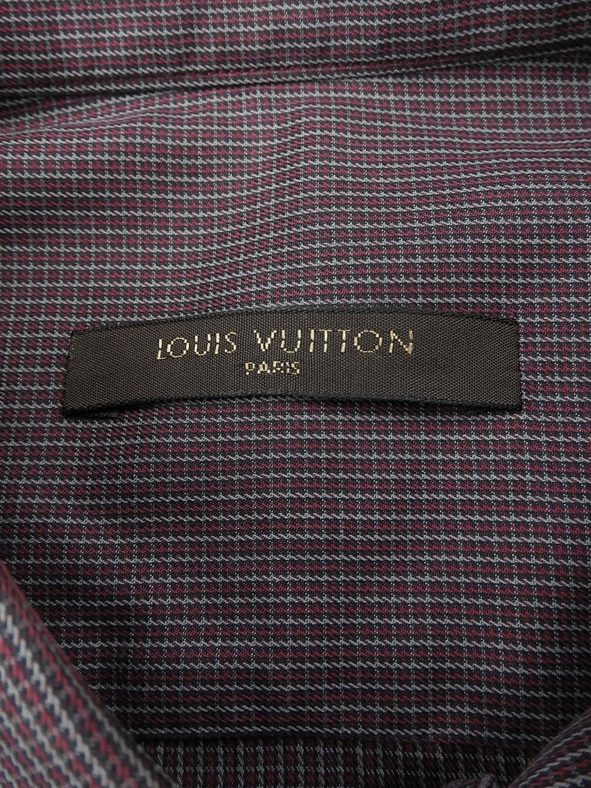 チェックパターン長袖シャツ ボルドー/グレー