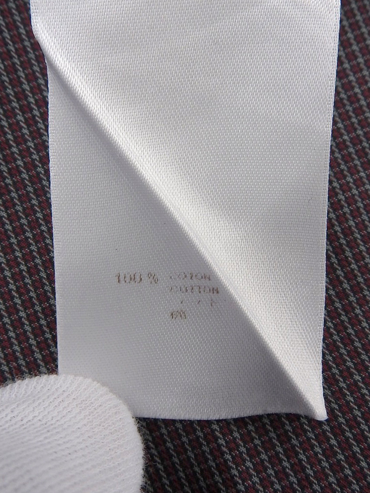 チェックパターン長袖シャツ ボルドー/グレー