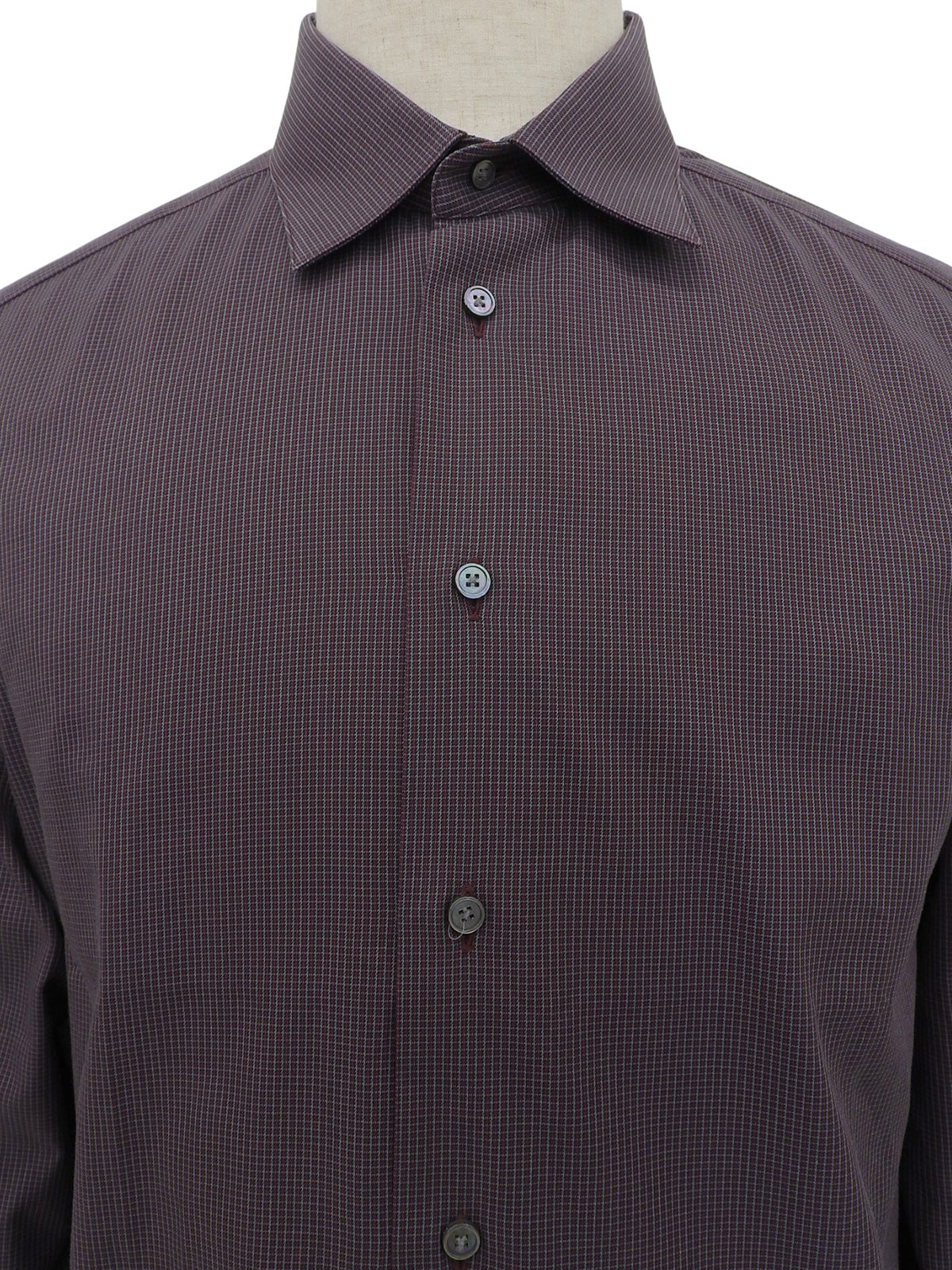 チェックパターン長袖シャツ ボルドー/グレー