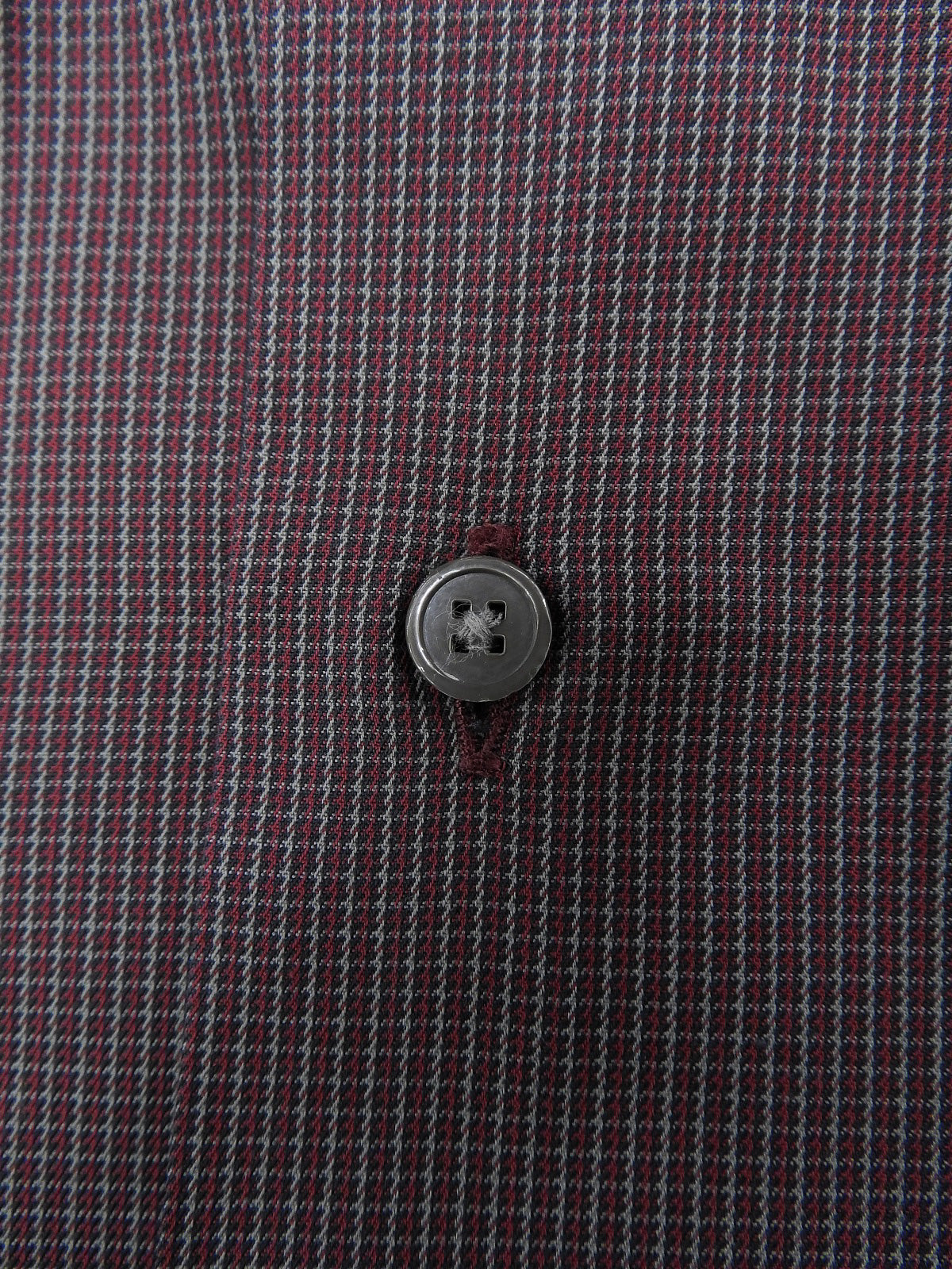 チェックパターン長袖シャツ ボルドー/グレー