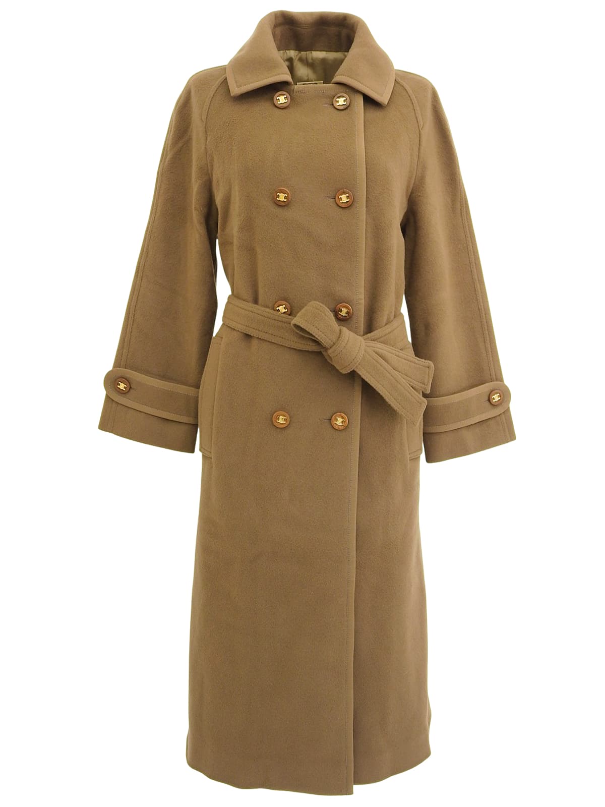 Macadam Wood Button Long Coat Brown