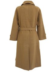 Macadam Wood Button Long Coat Brown