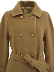 Macadam Wood Button Long Coat Brown