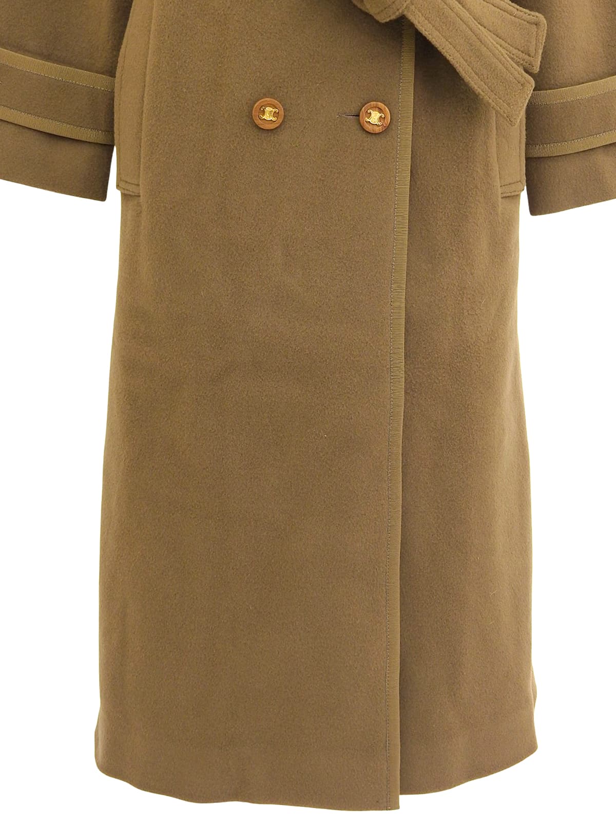 Macadam Wood Button Long Coat Brown
