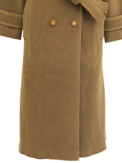Macadam Wood Button Long Coat Brown