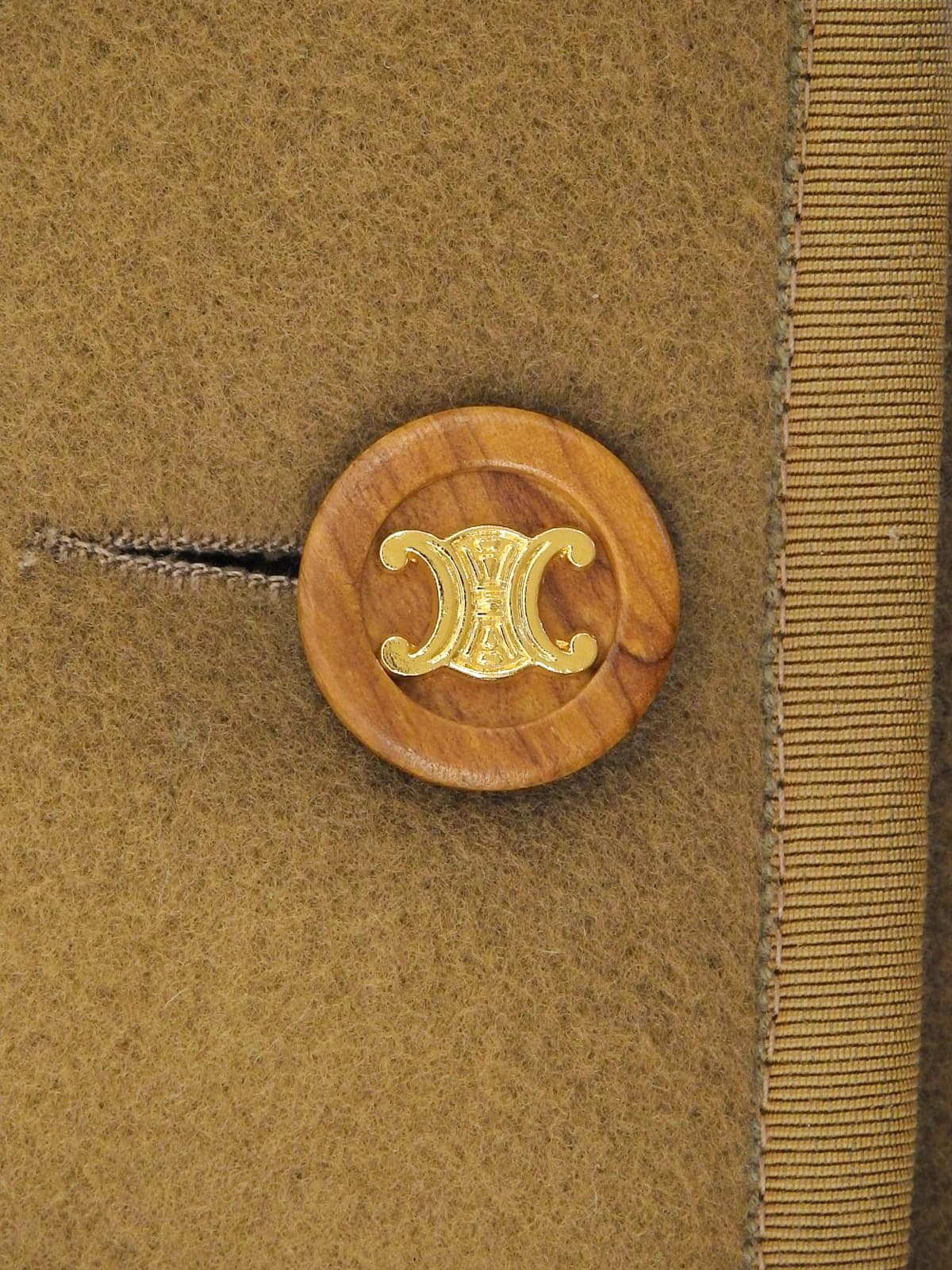 Macadam Wood Button Long Coat Brown