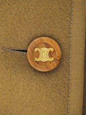 Macadam Wood Button Long Coat Brown