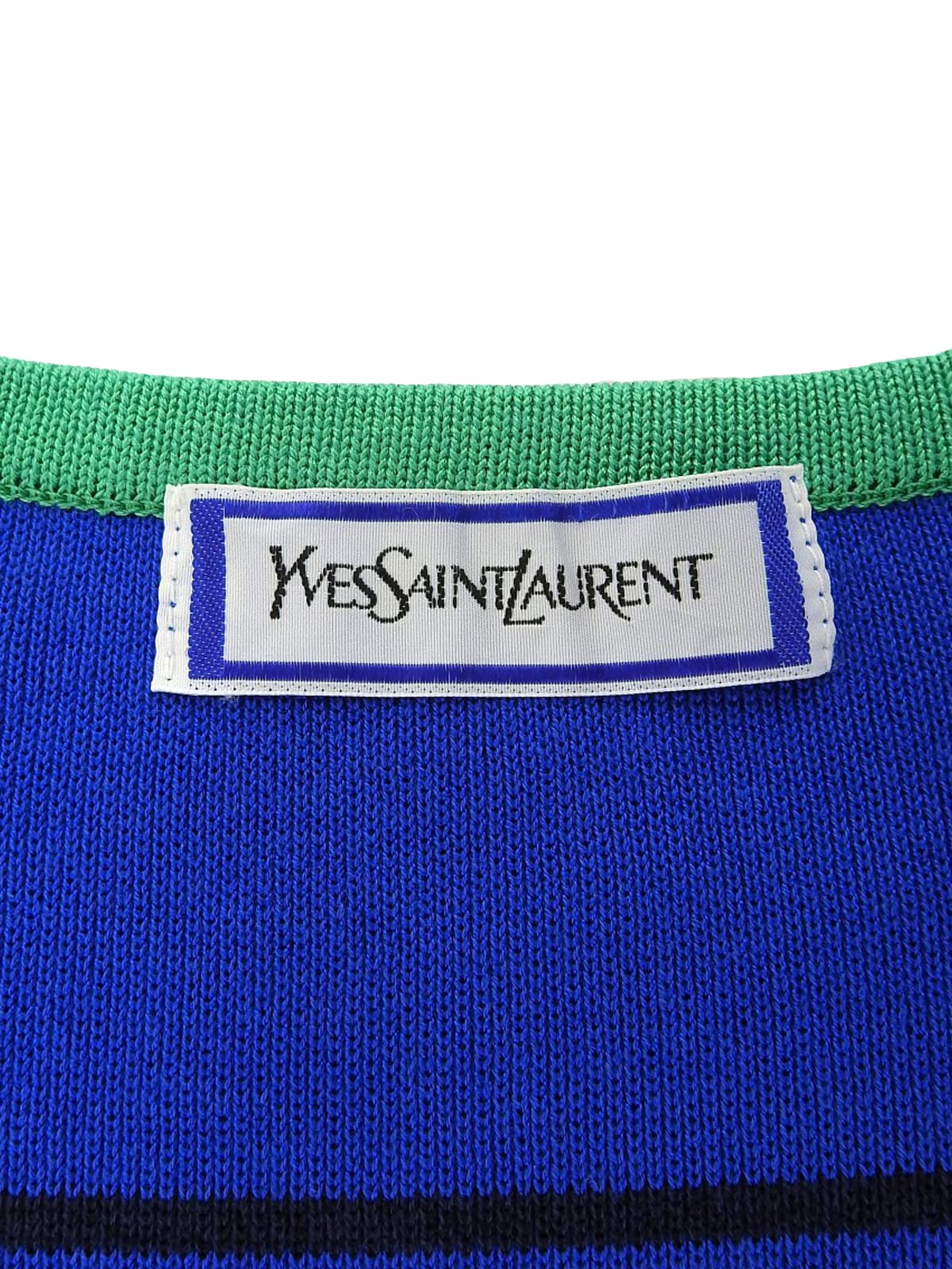 Striped pattern long cardigan in blue/light blue/green