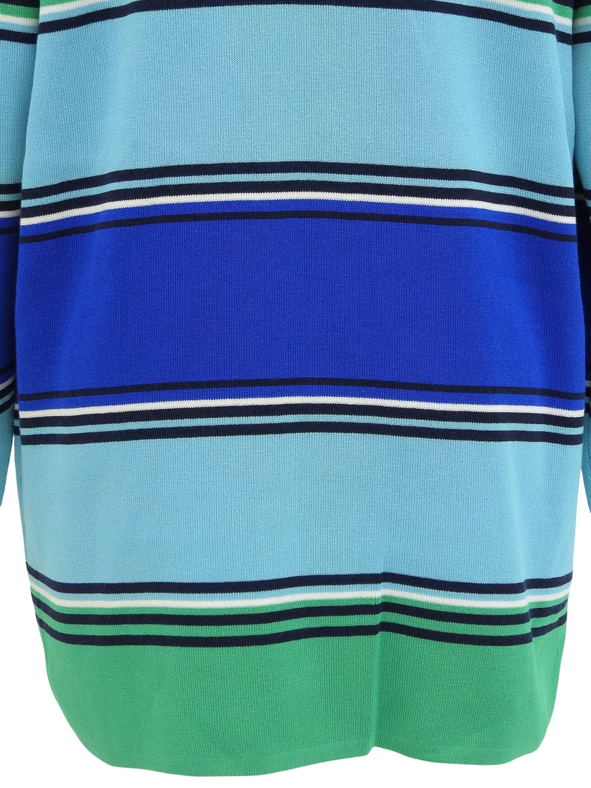 Striped pattern long cardigan in blue/light blue/green