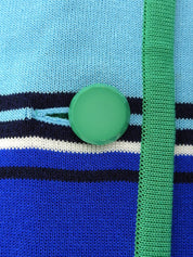 Striped pattern long cardigan in blue/light blue/green