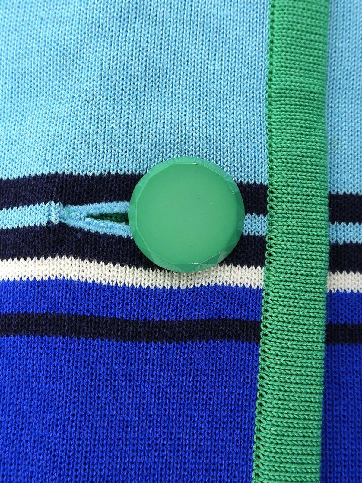 ボーダーパターンロングカーディガン ブルー/ライトブルー/グリーン