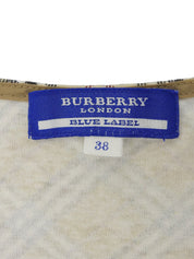 Check Pattern Logo Embroidered Sleeveless Top in Beige/Multi