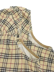 Check Pattern Logo Embroidered Sleeveless Top in Beige/Multi