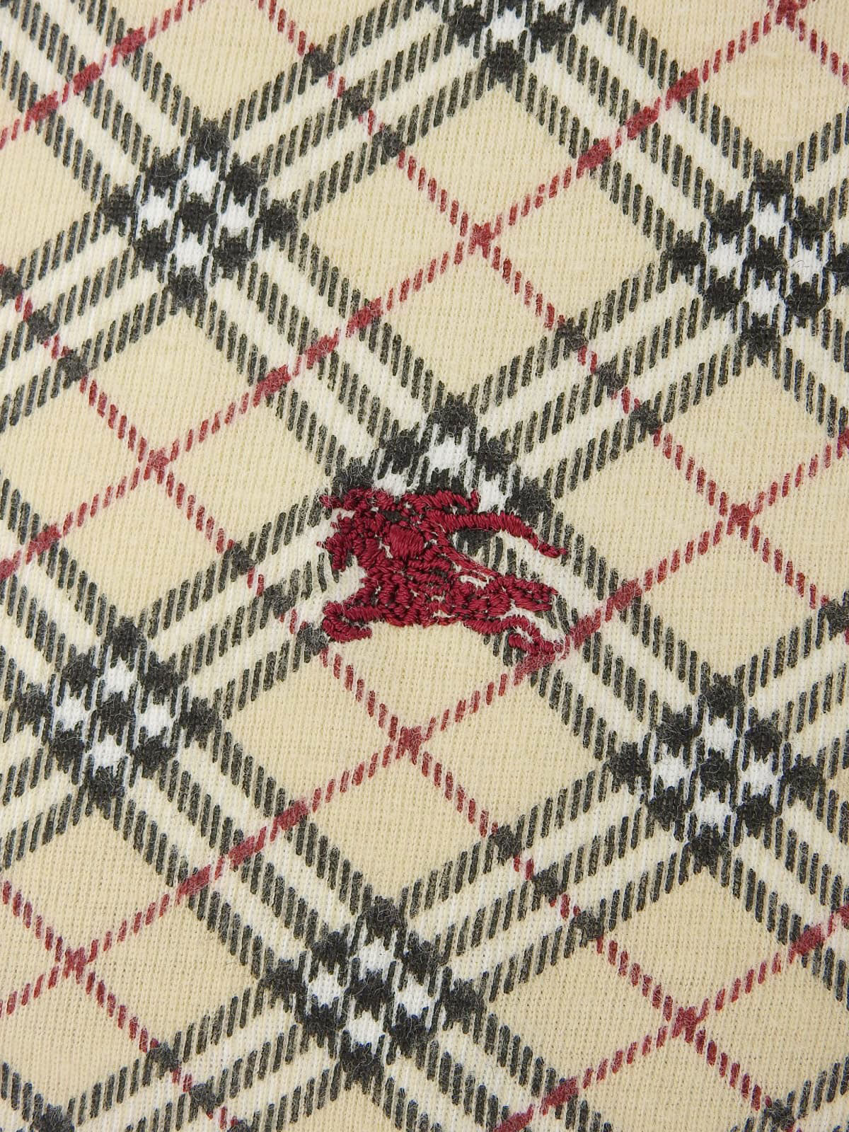 Check Pattern Logo Embroidered Sleeveless Top in Beige/Multi