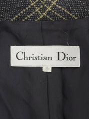 Check pattern double-breasted jacket in charcoal gray/yellow