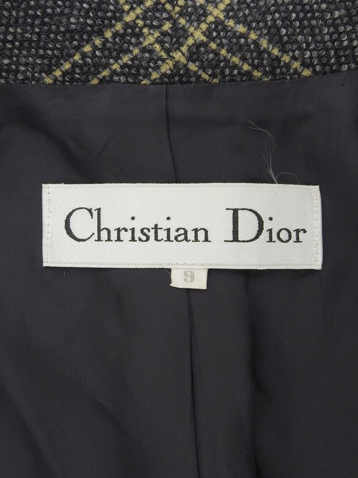 Check Pattern Double-Breasted Jacket #9 Charcoal Gray/Yellow