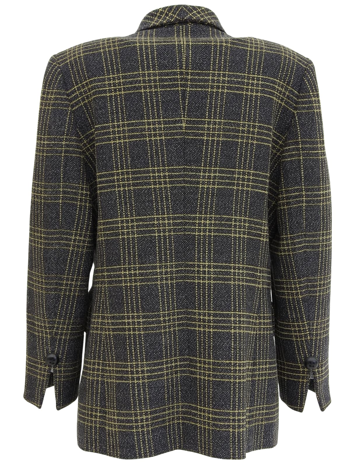 Check pattern double-breasted jacket in charcoal gray/yellow