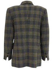 Check pattern double-breasted jacket in charcoal gray/yellow
