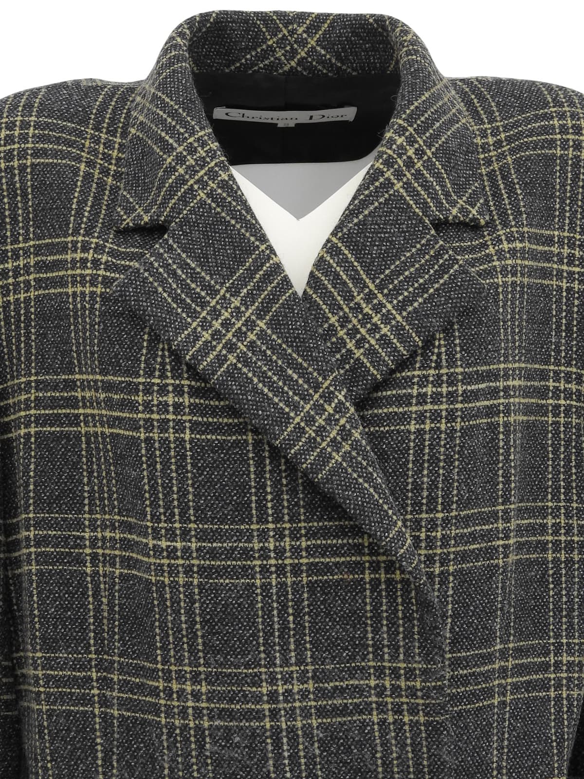 Check Pattern Double-Breasted Jacket #9 Charcoal Gray/Yellow
