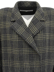 Check Pattern Double-Breasted Jacket #9 Charcoal Gray/Yellow