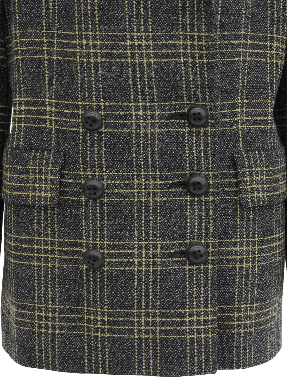 Check pattern double-breasted jacket in charcoal gray/yellow