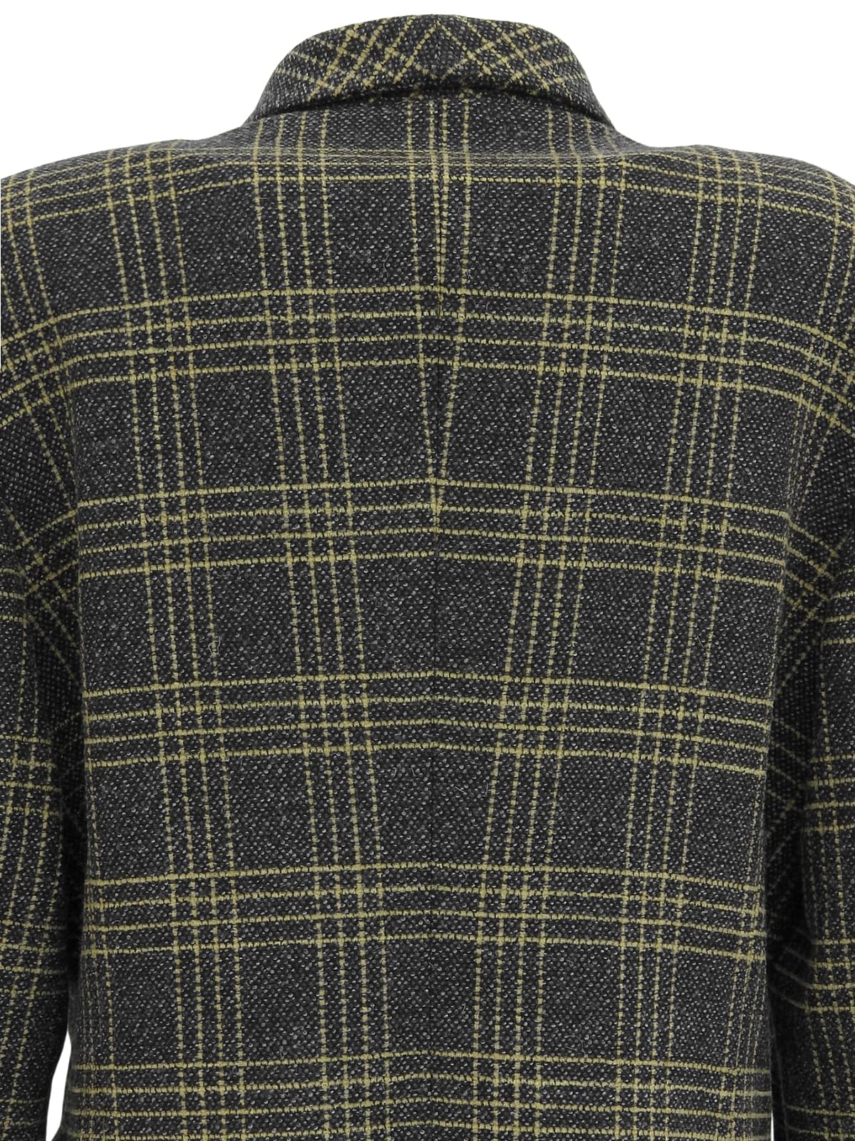 Check pattern double-breasted jacket in charcoal gray/yellow