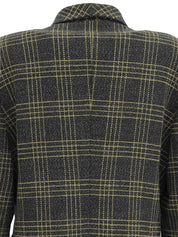 Check pattern double-breasted jacket in charcoal gray/yellow