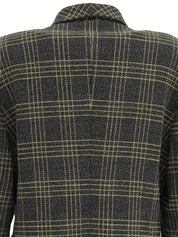 Check Pattern Double-Breasted Jacket #9 Charcoal Gray/Yellow