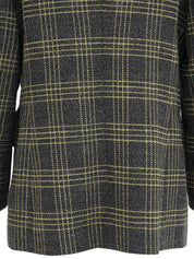 Check pattern double-breasted jacket in charcoal gray/yellow