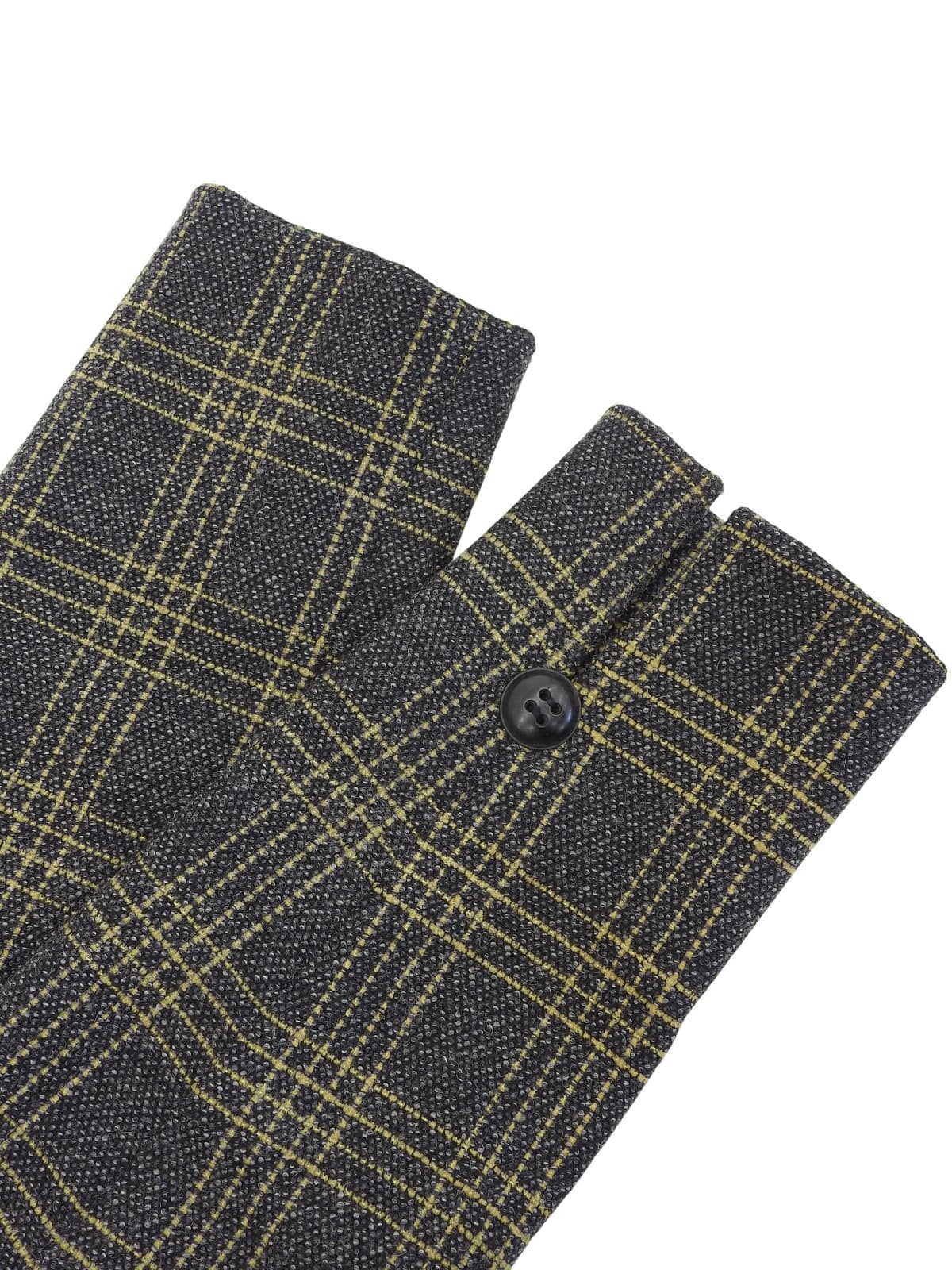 Check pattern double-breasted jacket in charcoal gray/yellow