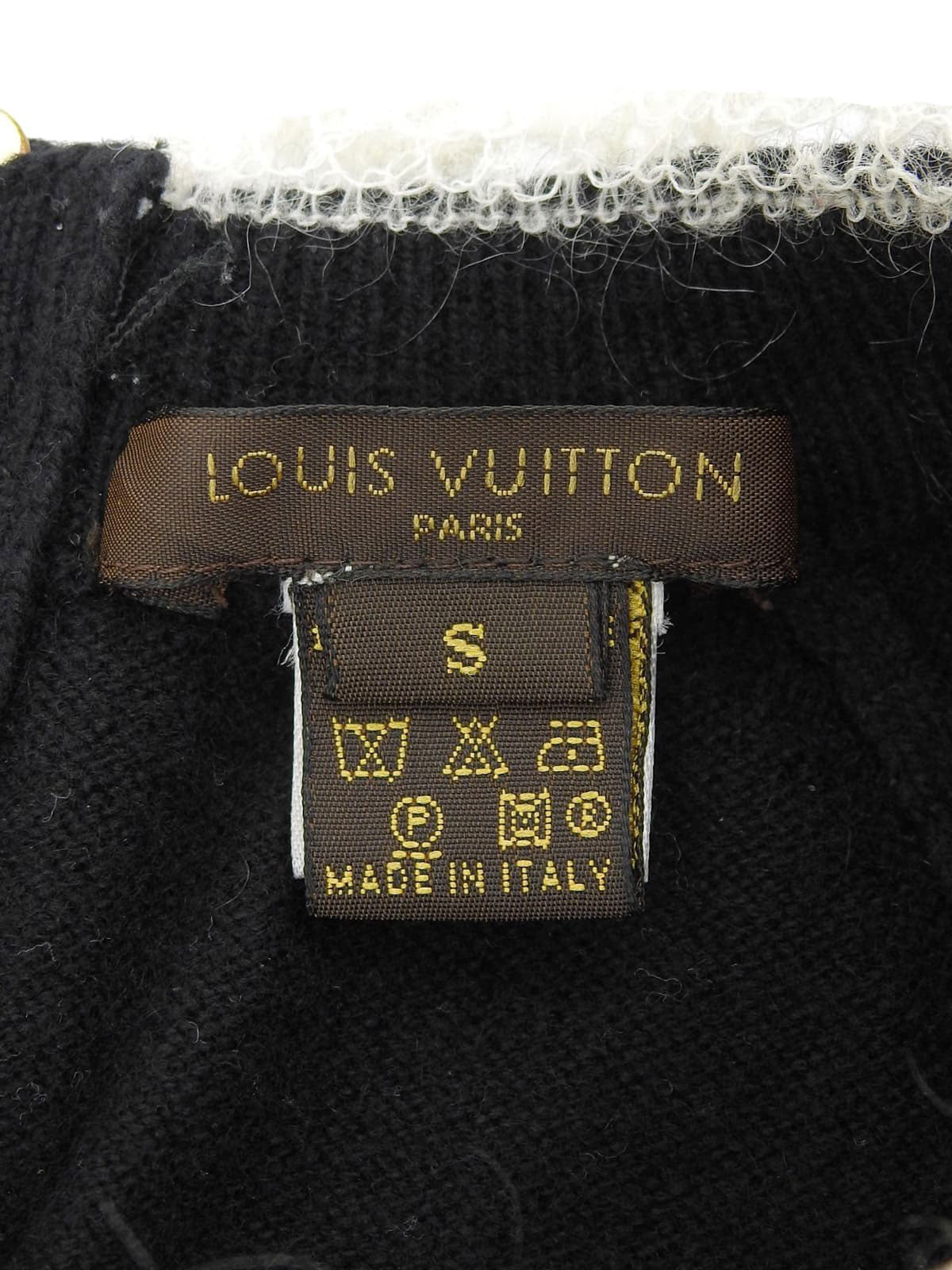 Cashmere ruffle design short sleeve knit top in black/white