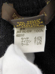 Cashmere ruffle design short sleeve knit top in black/white