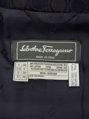 Gancini Pattern Coat #40 Navy/Brown