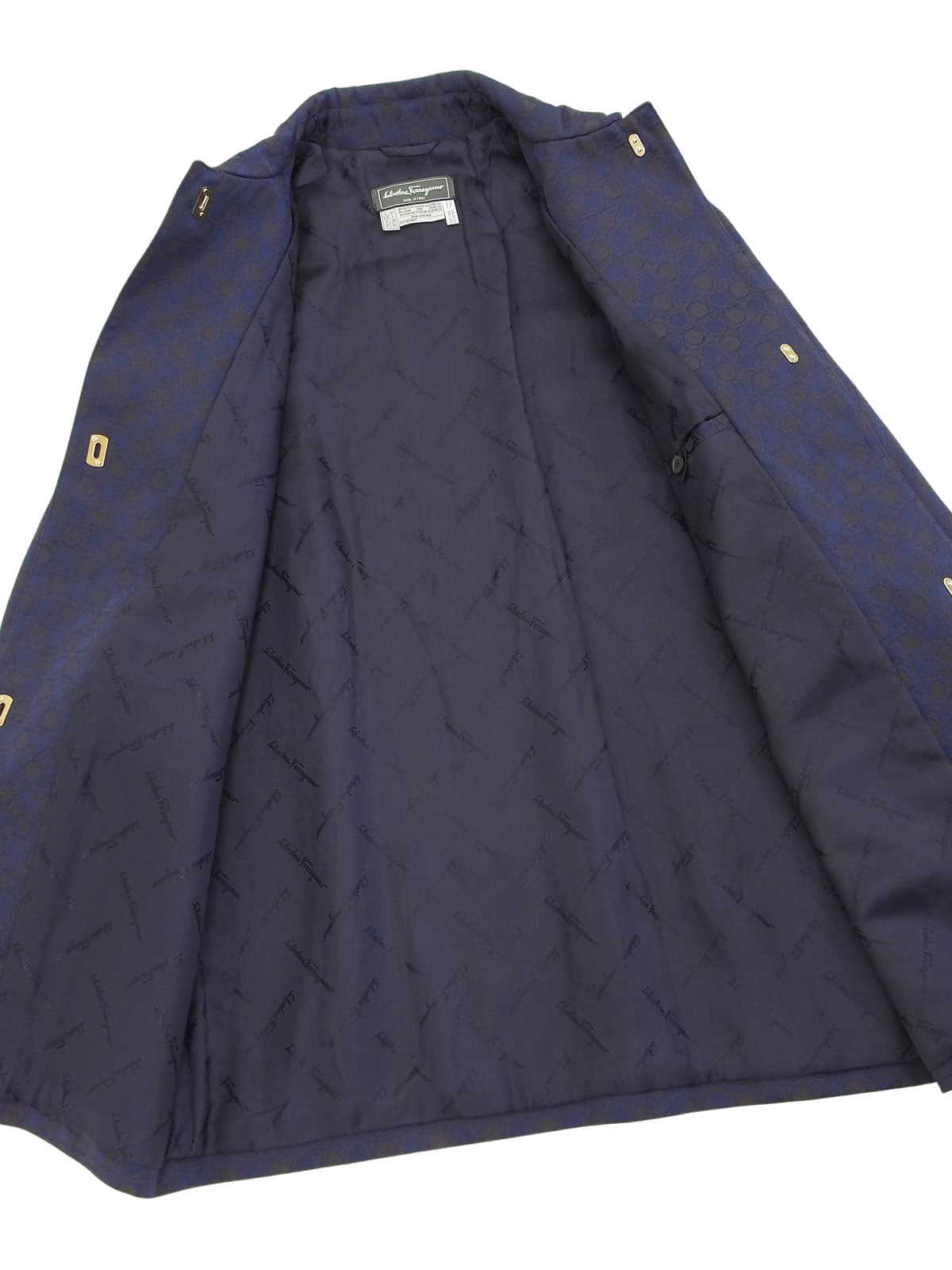 ガンチーニパターンコート ネイビー/ブラウン