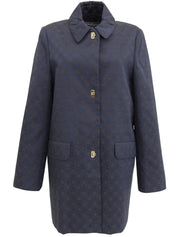 Gancini Pattern Coat #40 Navy/Brown