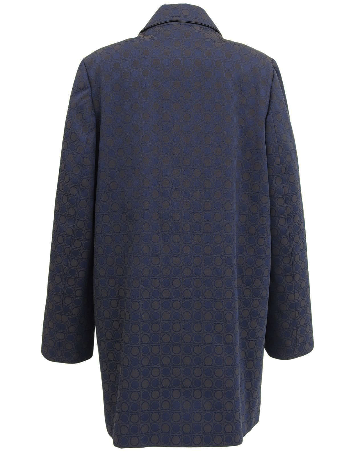 Gancini Pattern Coat #40 Navy/Brown