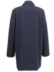 Gancini Pattern Coat #40 Navy/Brown