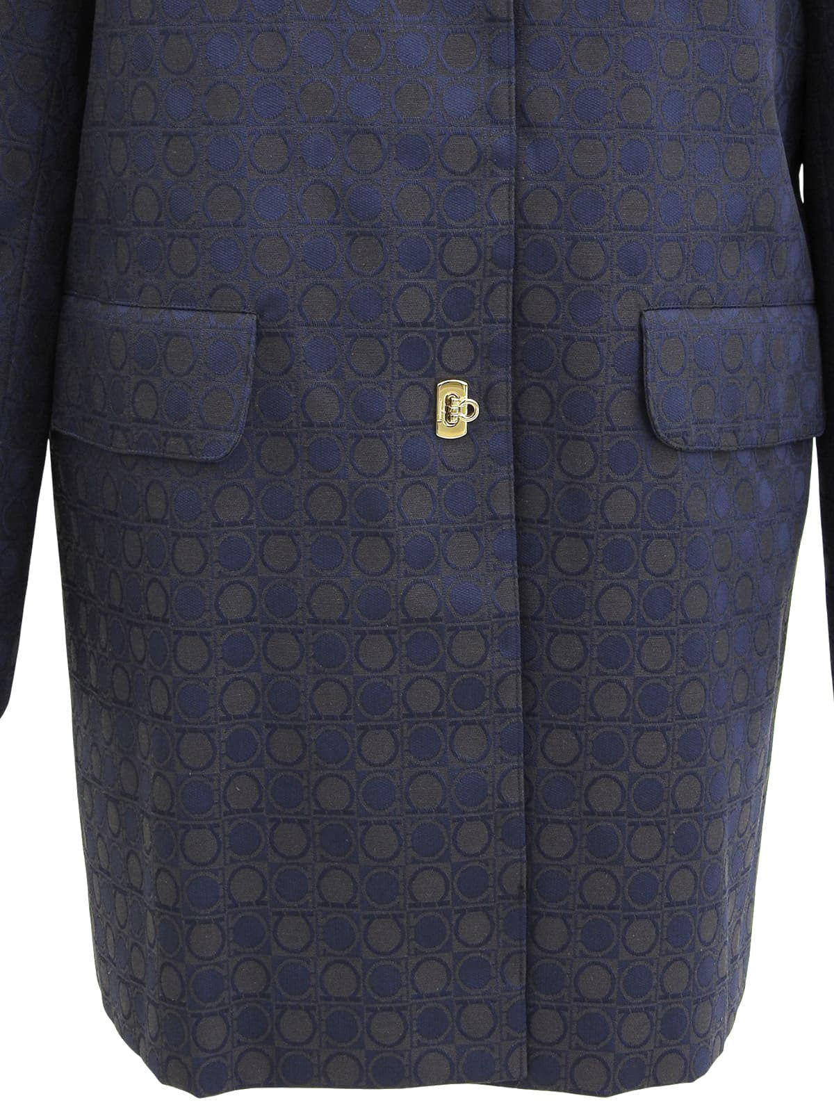 ガンチーニパターンコート ネイビー/ブラウン