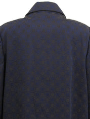 ガンチーニパターンコート ネイビー/ブラウン