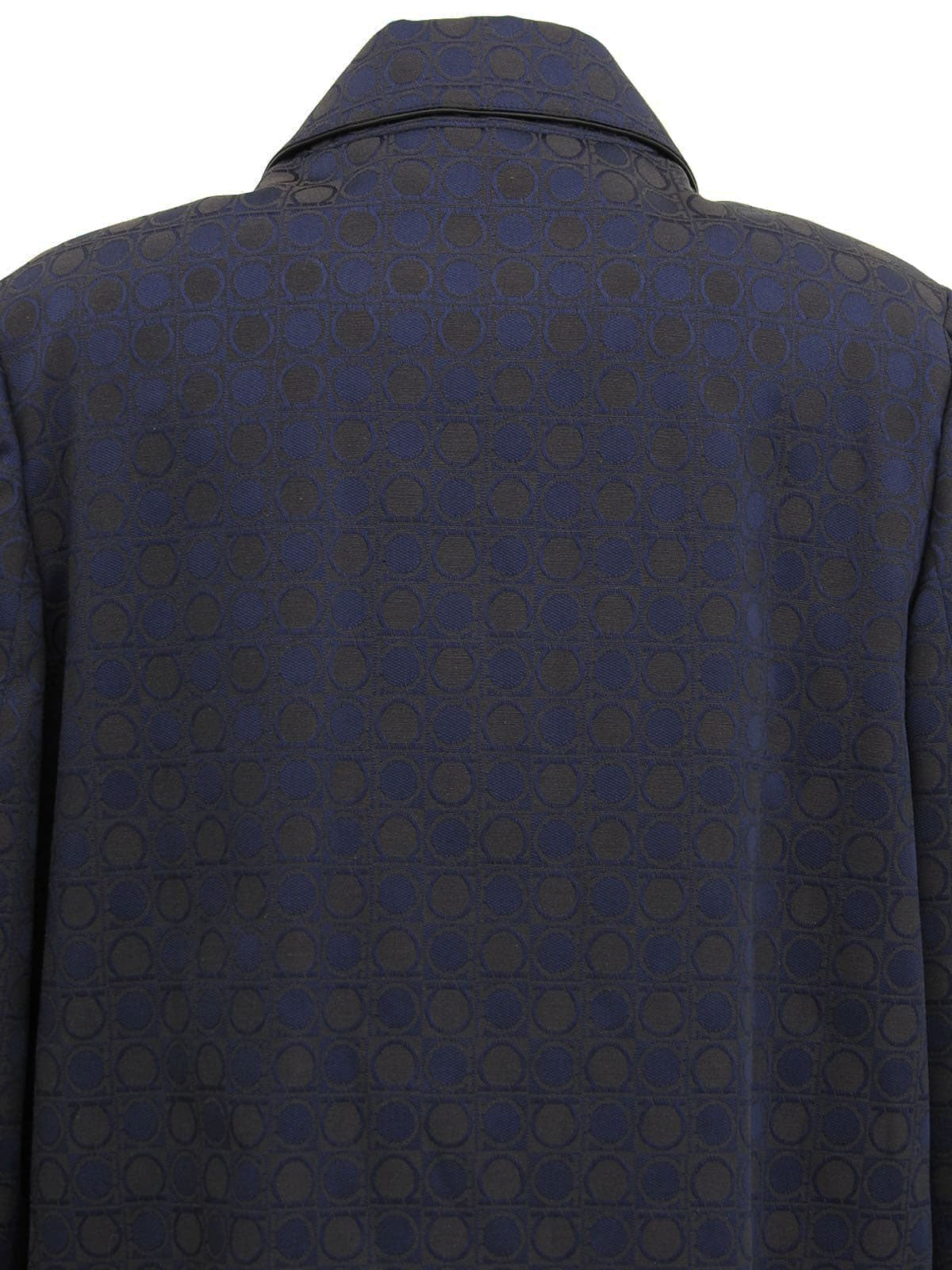 Gancini Pattern Coat #40 Navy/Brown