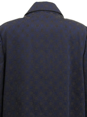 Gancini Pattern Coat #40 Navy/Brown