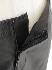 黑色皮革绳带半身裙