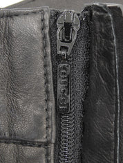 黑色皮革绳带半身裙