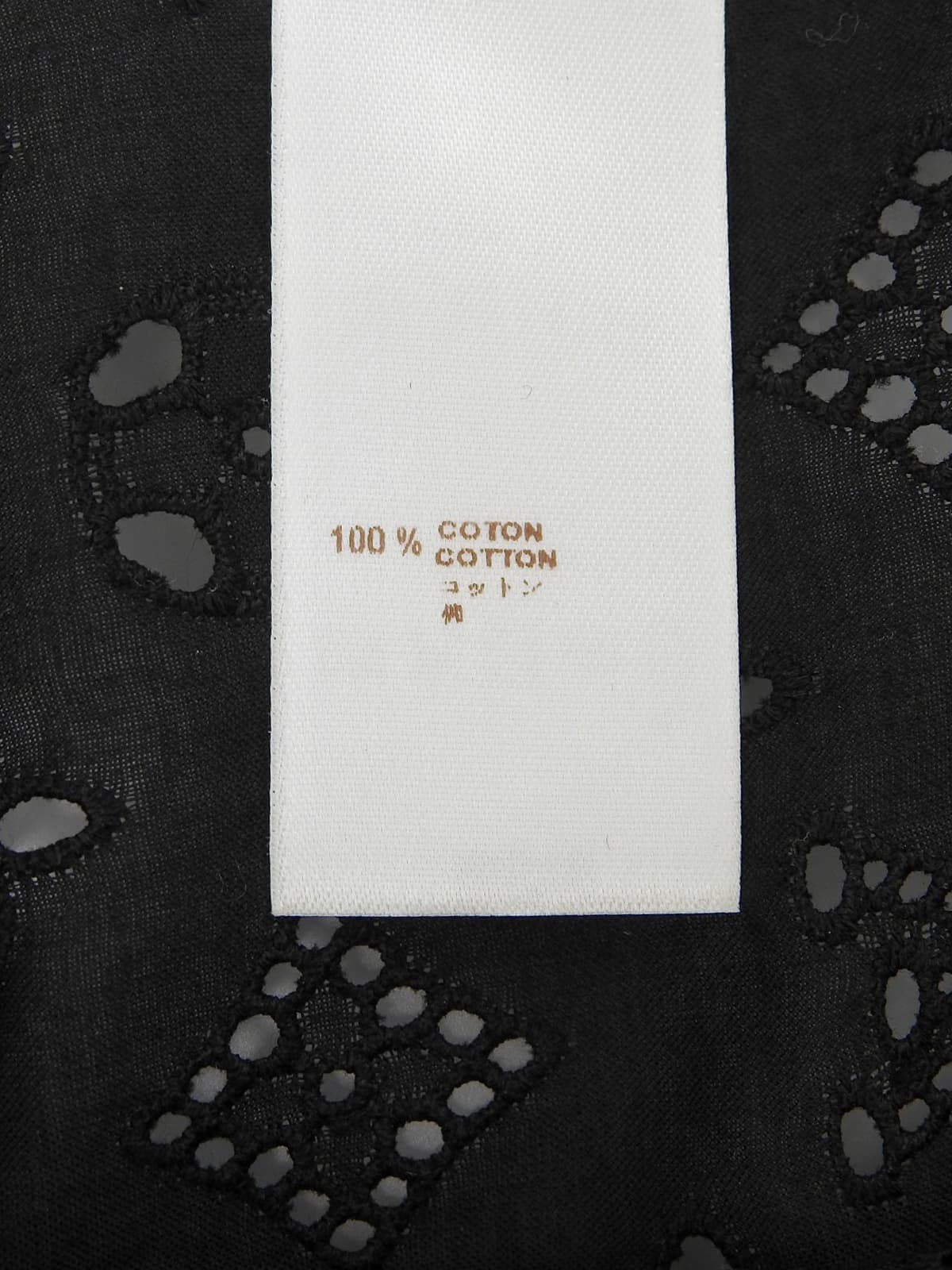 Lace Monogram Pattern Half Sleeve Blouse in Black