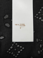 Lace Monogram Pattern Half Sleeve Blouse in Black