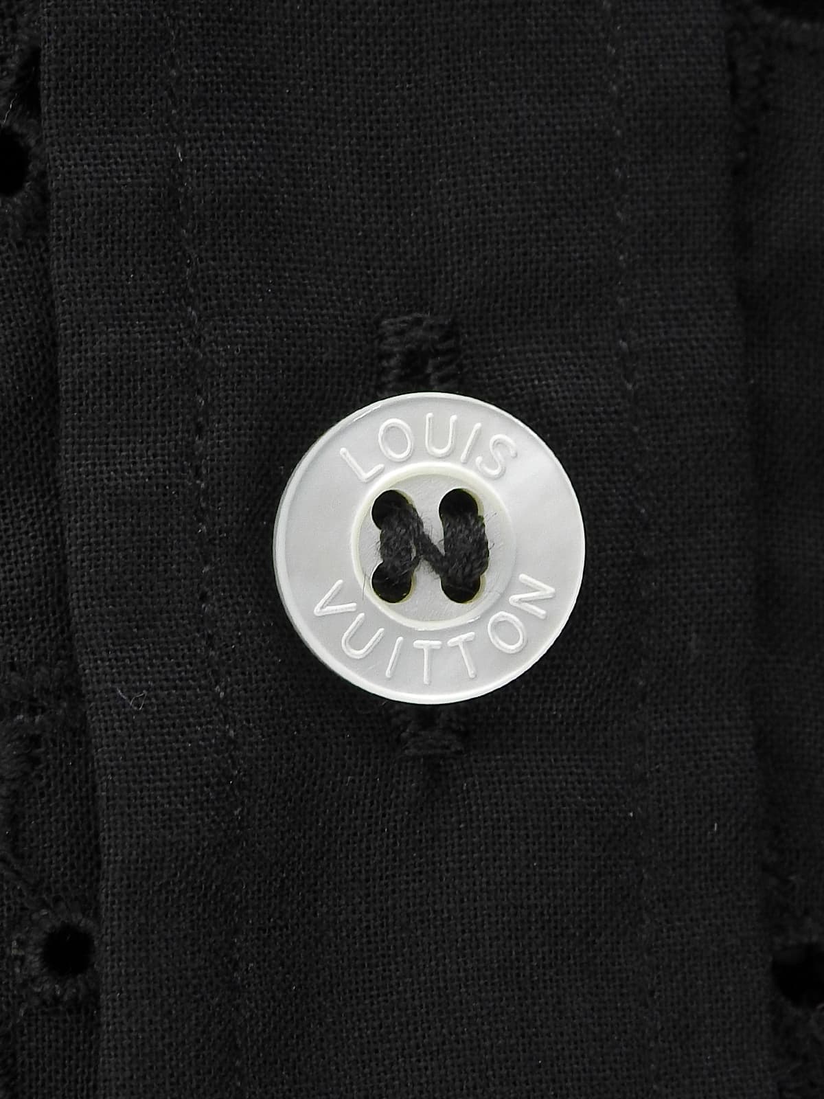 Lace Monogram Pattern Half Sleeve Blouse in Black