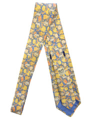 Animal Flower Pattern Tie Blue/Yellow
