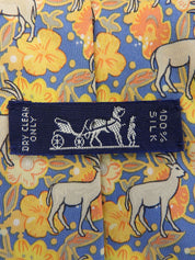 Animal Flower Pattern Tie Blue/Yellow