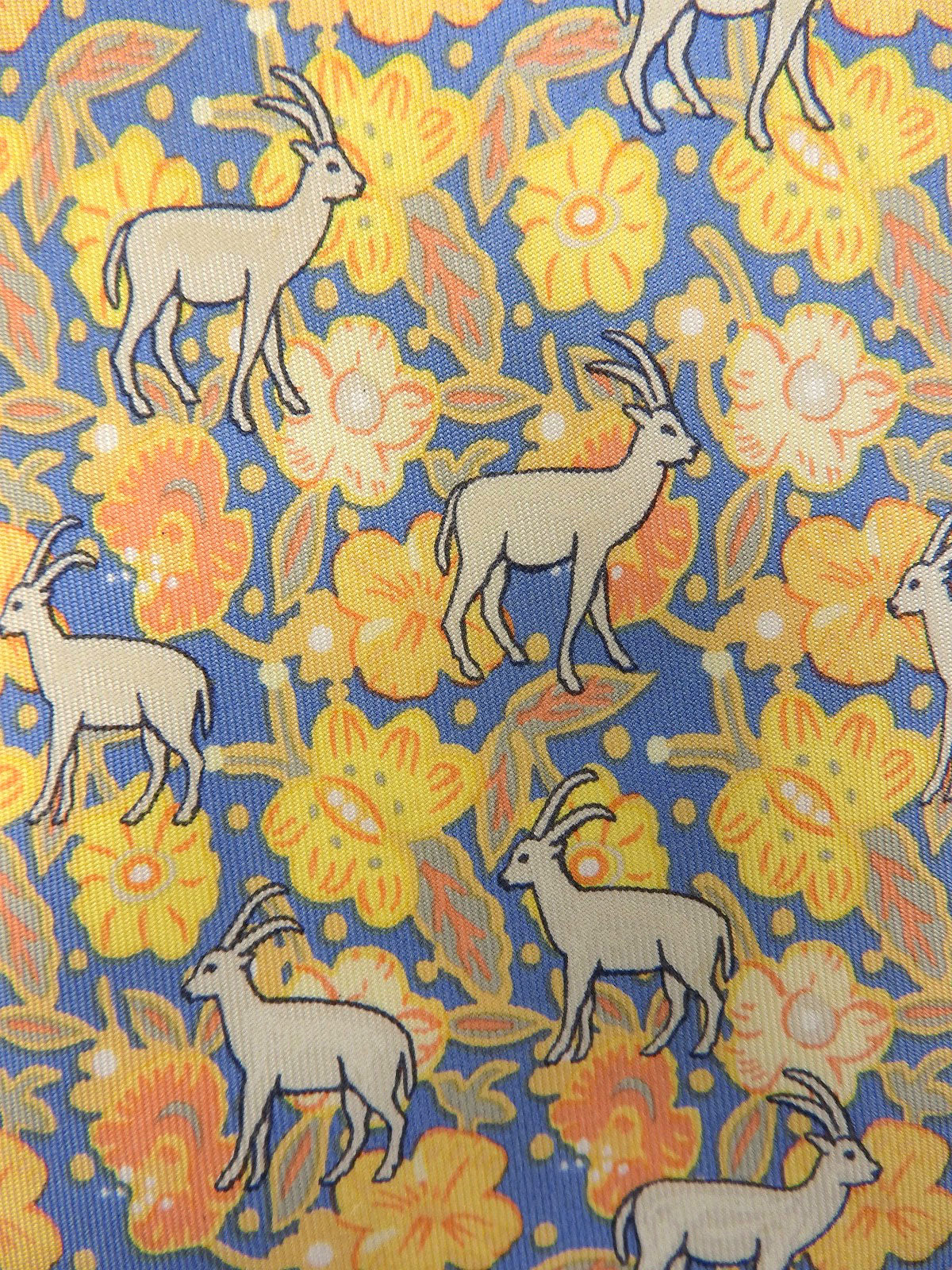 Animal Flower Pattern Tie Blue/Yellow