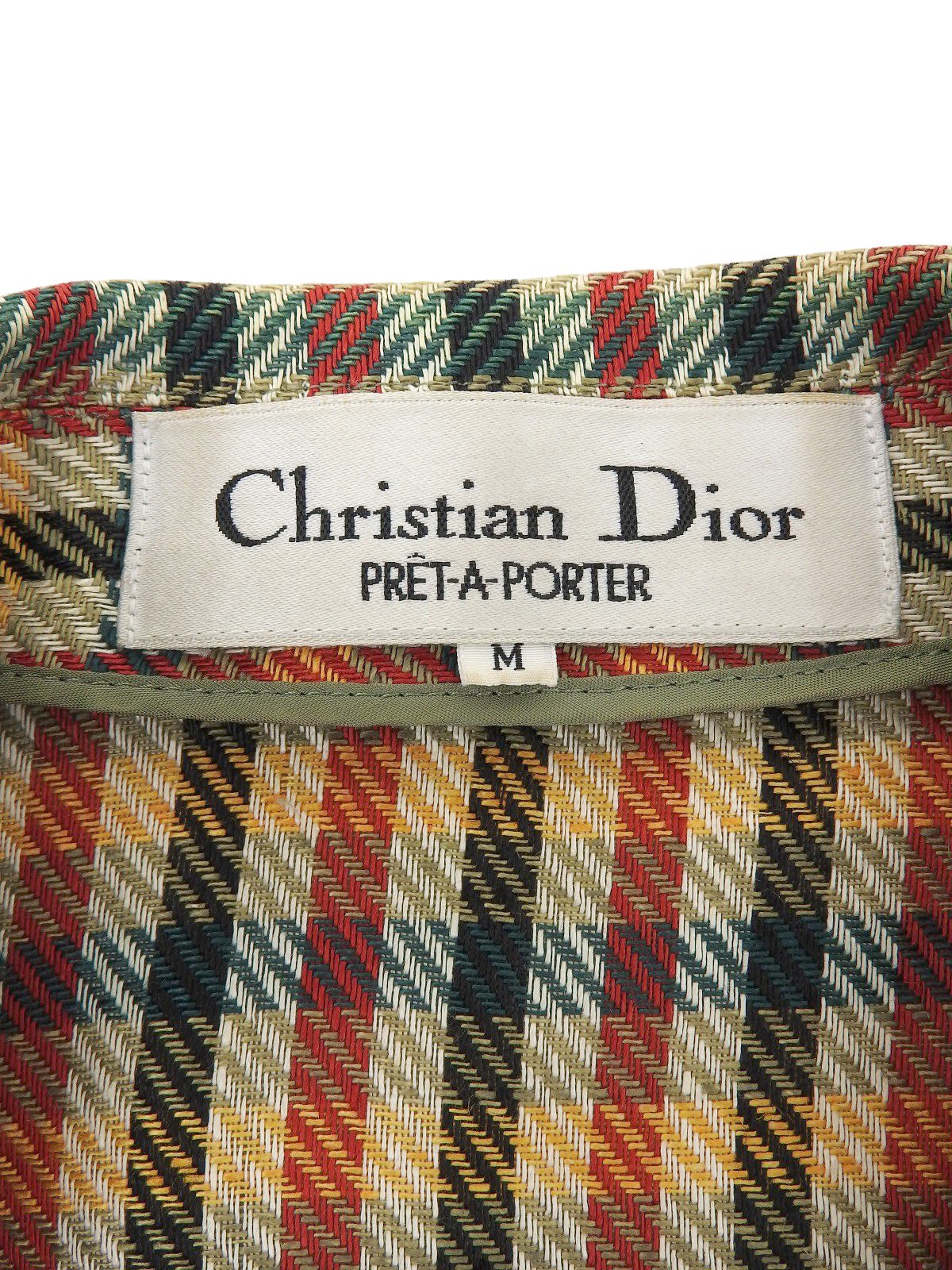 チェックパターンスクエアボタンジャケット グリーン/レッド/イエロー